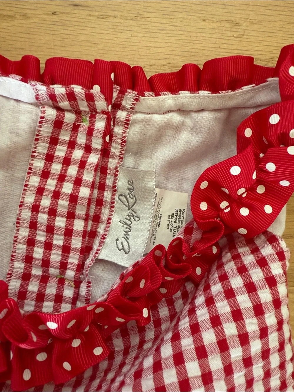 Emily Rose Girls 5T Red & White Gingham Watermelon Dress